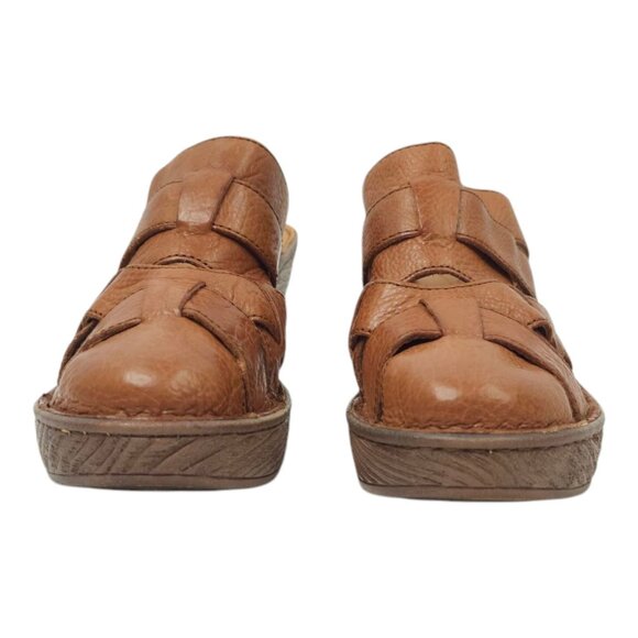 Born Pollina Clog Mule Womens Size 9 M Block Heel Platform Brown Leather Woven - Picture 3 of 16